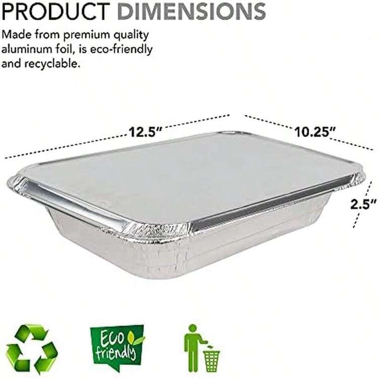 Stock Your Home Aluminum Trays With Lids - Disposable Half Size Deep Pans For Cooking Storage BBQ Grilling Catering Ideal For Home And Party Use - As Pic - View 4