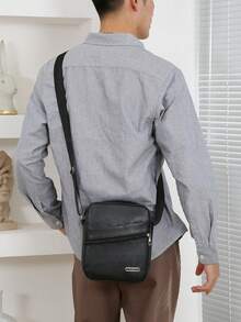 1pc Solid Color Men's Shoulder Messenger Bag, Suitable For Daily Business Commute, Student Backpack, Teenagers, High School And College Students, Practical And Fashionable Men's Messenger Bag, Shoulder Bag, Side Bag, Student Supplies, Autumn Courier Bag, Retro Style Phone Bag - A - View 8