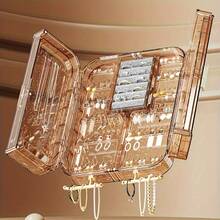 1pc Jewelry Storage Box, Multi-Function Earring Necklace Jewelry Box, Elegant Wall-Mounted Jewelry Holder - Multicolor - View 7