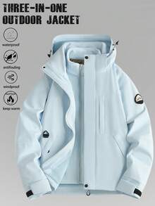 三合一女士户外外套套装，包含抓绒内衬和防风外层 - 淺藍色 - 查看 1