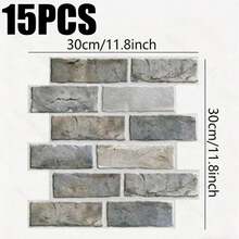 20片3D PVC仿砖自粘墙板，防水瓷砖墙贴，适用于浴室、厨房防溅板，易于清洁，小砖墙砖，适用于室内墙面、房车、出租房DIY装饰 - 彩色 - 查看 16