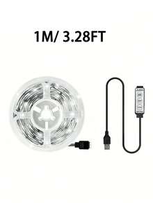 1卷RGB LED灯带,LED桌面装饰灯,自粘式,USB供电,家用照明LED灯带,多用途装饰灯,适用于节日、家居装饰、氛围照明、电视和电脑背光,建议长度1米至5米(无遥控器,按钮在数据线上) - 彩色光 - 查看 18