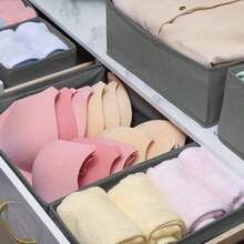 3个可折叠布艺抽屉收纳盒，多功能内衣袜子收纳盒，衣柜收纳盒，适用于衣橱、梳妆台、抽屉、化妆品收纳盒，优雅收纳盒，桌面抽屉分隔板，也可作收纳篮使用。 - 彩色 - 查看 7