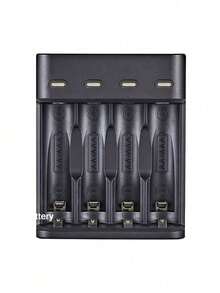 4-Slot USB Battery Charger For AA AAA Batteries - High Current Output, ≤36V Working Voltage, Green Light Indicator For Full Charge (Batteries Not Included)