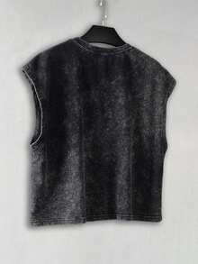 Hemo Men's Summer Street Fashion Cube Box Tank Top, Slightly Stretchy Washed Black Casual Everyday Wear Box Tank Top - Black - View 2