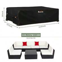 extragrandes para juego de muebles de patio, impermeables, fundas para muebles de exterior en liquidacin, fundas para juego de sof seccional, funda para juego de mesa y sillas de exterior - 110 de largo x 57 de ancho x 28 de alto - Ver 2