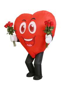 1 Set Adult Inflatable Heart Shaped Costume, Full Body Jumpsuit Fancy Dress, Inflatable Party Toy Mascot Costume, Suitable For Role Play Party, Valentine's Day Confession, Halloween, School Opening Ceremony, Extracurricular Activities, Festivals, Proposal - Red - View 8