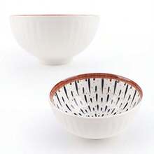 Hexagon Weave Design Ceramic Bowl Set Of 6, Japanese Style Rattan Pattern 4.6-Inch Bowls With Gift Box - Microwave & Dishwasher Use, Ideal For Ramen, Sushi, Salad, Dessert, Housewarming Gift, Holiday Serving - 彩色 - 查看 6