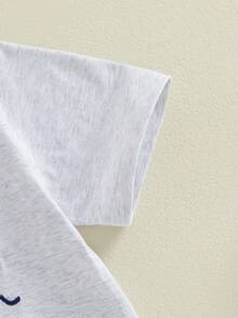 Camisetas casuales de manga corta para bebés y niñas, camisetas bordadas para hermanos mayores y hermanas mayores, camisetas sueltas a juego para hermanos, ropa de verano - Azul - Ver 8