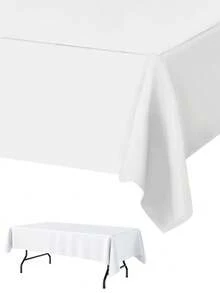 1/4pcs White Plastic Disposable Tablecloth, 137x183cm White Disposable Rectangle Tablecloths For Party, Baby Shower Birthday, Wedding, Gender Reveal,Picnic, Home Kitchen Dining Room Decorations - White - View 2