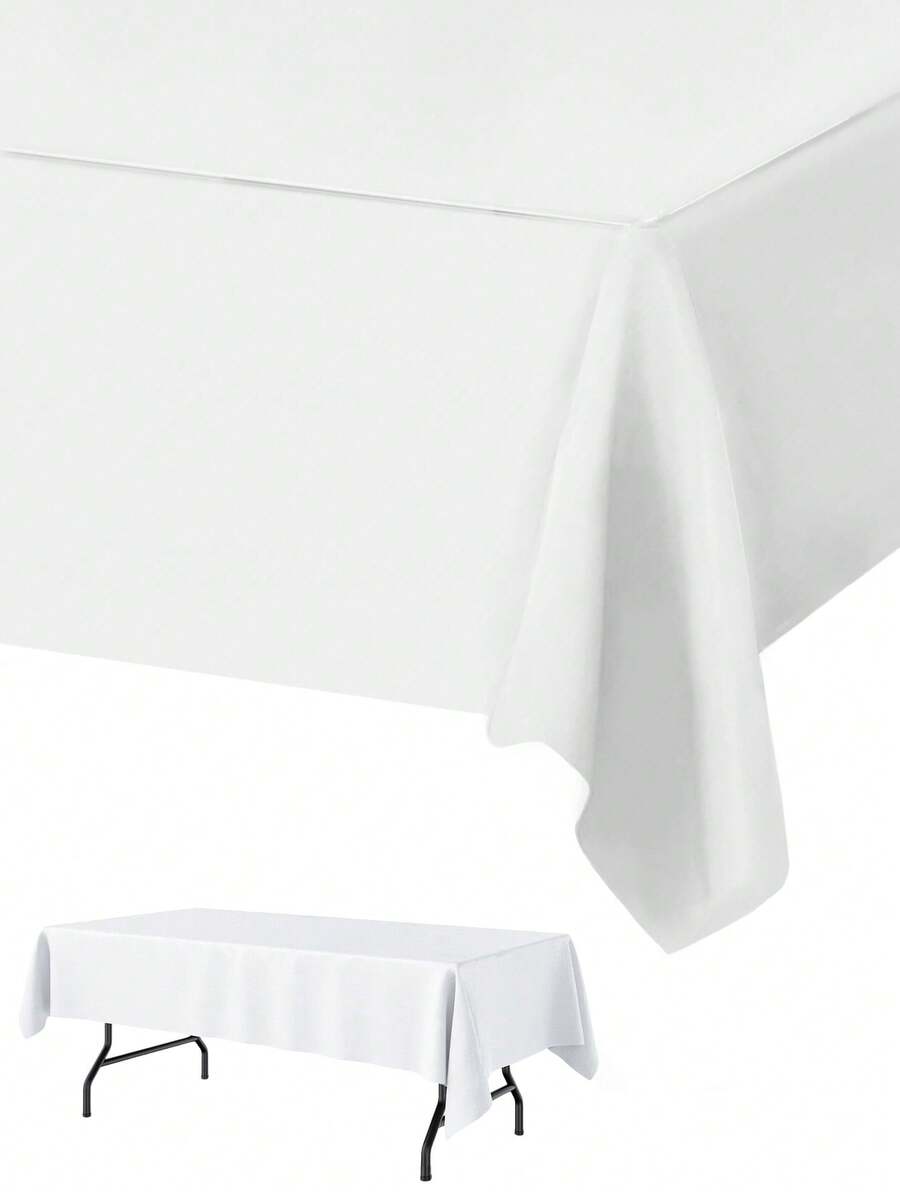 1/4pcs White Plastic Disposable Tablecloth, 137x183cm White Disposable Rectangle Tablecloths For Party, Baby Shower Birthday, Wedding, Gender Reveal,Picnic, Home Kitchen Dining Room Decorations
