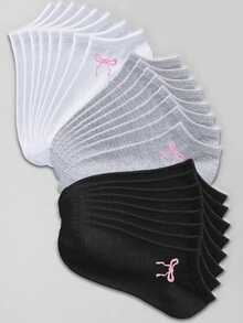 20 Pairs Solid Color Bowknot Breathable Ankle Socks - Multicolor - View 12
