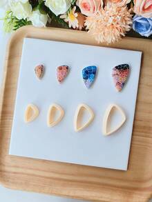 4Pcs Basic Geometric Polymer Clay Cutter Set, Square, Circle, Triangle, Irregular Shape, Soft Clay Earring Molds, 3D Printed Clay Cutters, High-Precision DIY Craft Tool For Earrings, Pendants, Pendants, Beads - Orange - View 2