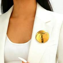 Viral Trending Gold Spiral Swirl Disc Brooch | Must-Have Minimalist Y2K Statement Pin For Blazer/Collar/Coat/Denim Jacket, Chic Aesthetic Accessory To Elevate Office/Date Night OOTD, Perfect Gift For Fashion Lovers - Multicolor - View 7