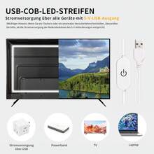 16.4ft/5m COB LED Light Strip, 5V USB Powered, 320 LEDs/M, Dimmable LED Strip, USB TV Backlight, Flexible Under Cabinet Lighting For Bedroom - 6500K - View 6