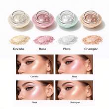 Polvo iluminador en 4 colores, para resaltar y dar brillo, utilizado en maquillaje facial y para iluminar el cuerpo - Multicolor - Ver 3