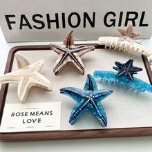 Pinzas para el cabello con garra de estrella de mar. Estilo de verano único e casual. Acetato, hecho a mano. Alta calidad. Moda: moda. OWI8 - Azul - Ver 1