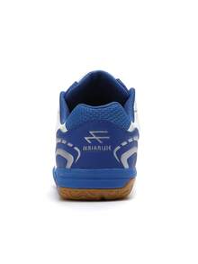 1双男士纯色PU皮革系带运动鞋，轻便透气防滑支撑性户外多功能运动鞋，适合健身、训练，四季皆宜 - 藍色 - 查看 3