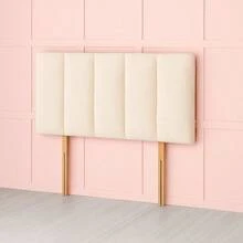 2ft6 Small Single Teddy Fabric Headboard Panel 26inch - Cream - View 2