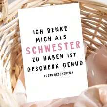 1pc German Birthday Card - Funny German Phrase "I'm Denke Mich Alles Schwaester" (I'm Thinking About Everything) - Elegant Minimalist Design With Pink Text - Birthday, Christmas, Anniversary, Graduation Gift For Friends, Brothers, Sisters - Multicolor - View 7