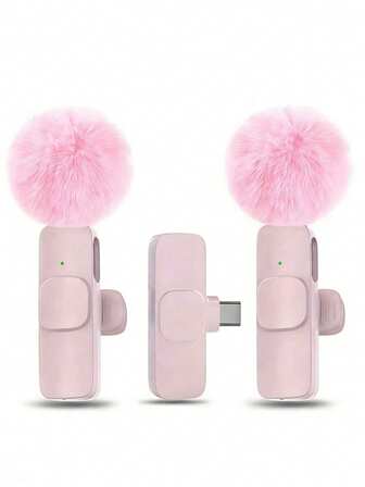 Micrófono inalámbrico de solapa profesional - Diseño compacto USB-C para smartphones y portátiles, ideal para grabación de vídeo, transmisión en vivo, entrevistas y vlogging, incluye batería recargable, micrófono de grabación | Micrófono de solapa compacto | Paravientos de espuma beige, sistema inalámbrico de micrófono de solapa mini