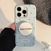 GUCADI 1pc Mocha Brown Milk Bubble + Milk Foam Holder High-End Bracket Phone Case Compatible With Iphone 17/15, Retro, Personalized, Geometric, European And American Style, Minimalist, Niche, Ins Style - Smoky Blue - View 10