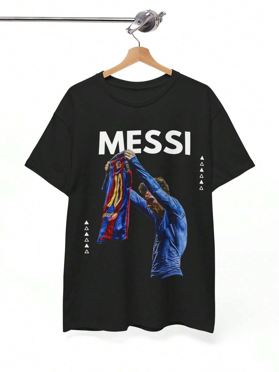 Camiseta gráfica Lionel camiseta El Clásico Celebration Soccer camiseta Bootleg Vintage Sport camiseta Camiseta de algodón - Negro - Ver 1