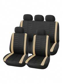 Full Set Of Car Seat Covers, Applicable To Front And Rear Seats, Made Of Polyester Fiber Material, Strong Protection | Suitable For Sedans And With Airbag Compatible - Style a - View 17