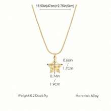 Fashion New Exquisite Inlaid Synthetic Cubic Zirconia Five-Pointed Star Pendant Necklace Retro Versatile Suitable For Men And Women Daily Wear - 1 - Xem 11