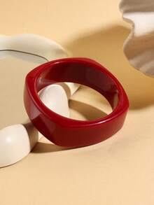 1件新款加厚树脂糖果色不对称弧形设计手镯，优雅波西米亚风格纯色手镯，时尚饰品，适合女性、女孩、女士佩戴，适合日常、派对、旅行等场合，颜色可选：黄色、蓝色、红色、灰色、酒红色、咖啡色、粉色、紫红色、薄荷绿、紫色、橙色、黑色 - 彩色 - 查看 15