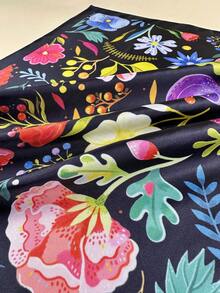 1pc Women's Y2K Floral Print Elegant Satin Scarf, Neckerchief, Headscarf - Multicolor - View 5