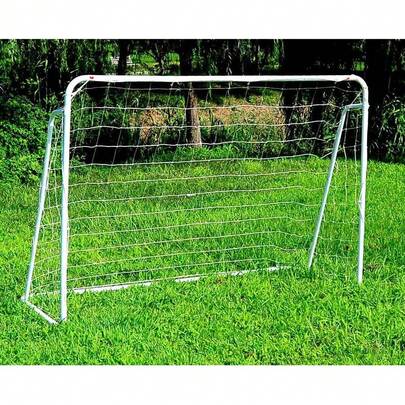 White Steel Soccer Goal - Full-Size Training Set For Backyard & Practice (12FT X 6FT X 4FT)