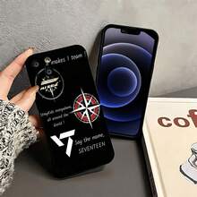 Grupos de K-pop: ATEEZ,  y Seventeen. Esta elegante funda es compatible con los modelos  17, 16, 15, 14 Pro Max, 13, 12, 11, XR y XS Plus. Fabricada en silicona de vidrio, ofrece protección contra golpes y caídas, además de una sensación superior. Es el regalo ideal para familiares, amigos y seres queridos, y la opción perfecta para Año Nuevo. - Negro - Ver 4