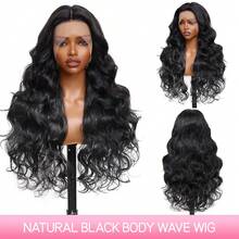 200% Density Body Wave Lace Front Wig, 13x4 13x6 HD Transparent Lace Front Wig, Pre-Trimmed Hairline, 34 Inch Glueless Body Wave Human Hair Blend Wig, Suitable For Daily Wear Or Occasions - Natural & Black - View 2