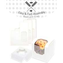 CYPNqiqee Blanco Cupcake Cajas Individual Cupcake Contenedor 100pcs 89x8 9x8 9 cm Auto-Pop up Individual Cupcake Cajas 100 Cajas + 100 Inserta 3 5x3 5x3 5 InchFashion - 223674316 - Ver 3