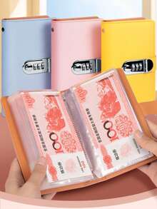 1 件装带密码锁的钱包，密码保护的储蓄簿，带密码保护的现金收纳夹，透明口袋可存放纸币和现金，带密码拨盘和金属扣的可锁现金盒和密码记事本 - 可锁现金收纳包，旅行钱包