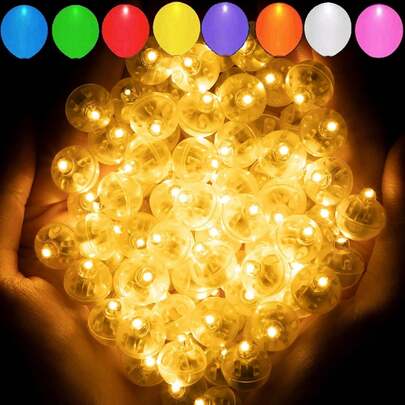 100pcs/Set LED White Electronic Luminous Round Lights, Shiny Small Round Ball Lights, Handmade Balloon Lights, Battery Powered Electronic Round Ball Lights, Suitable For Latex Balloons, Neon Parties, Vases, Paper Lanterns, Gift Decorations, Easter Eggs Lights, Wedding Celebrations, Holiday Decorations, Long-Lasting Waterproof Spare Holiday Decoration Lights, For Home Decor, Wall Decor