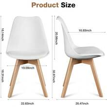 OLIXIS Set Of 4 Dining Kitchen Mid-Century Modern Chairs With Wood Legs And PU Leather Cushion For Living Room Bedroom Outdoor Lounge, White - trắng - Xem 5