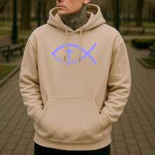 Cotton Fleece Sweatshirt, Warm, Comfortable, Printed, REF-134 - Beige - View 2