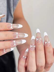 全尺寸法式美甲贴纸，包含粘性点、指甲贴片、导向器和各种法式弧度图案。美甲用品 - 無色 - 查看 5