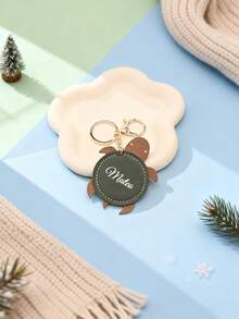 Customized Keychain, Personalized Turtle Keychain, Simple Creative Cute Country Style Couple PU Leather Turtle Customized Keychain Pendant, Personalized Cartoon Leather Pendant, Gift For Family, Friends, Classmates, Personalized Gift - Multicolor - View 8