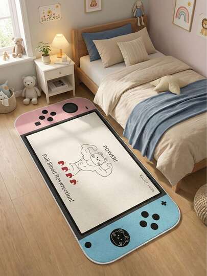 1 pieza Alfombra decorativa de consola de videojuegos lavable de lana sintética, alfombra de baño, alfombra decorativa, hecha de lana sintética de alta calidad, multicolor, de aproximadamente 10 mm de grosor, adecuada para la decoración de la sala de estar, el dormitorio, el estudio y el baño