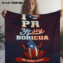 Puerto Rican Themed Flannel Blanket - Vibrant Cultural Prints With Flags, Symbols & Puerto Rico Text - Soft Warm Travel Digital Print,Suitable For All Seasons,      Washable And Machine-Washable, Lightweight, Breathable, Comfortable, Warm,  Unique, 280gsm For Him And Her, Perfect For Naps, Camping, Travel, Family, Daily Life, Office Decoration, Birthday Anniversaries, Valentine's Day, Thanksgiving, Christmas, Halloween, Mother's Day, Father's Day, Wedding,   New Year Gifts Provide Personalized Ideal Gifts For Her, Him, Family Members, Boyfriends,  Girlfriends, Fathers, Family Members, Mothers, Lovers,   Daughters, Sons,   Grandfathers, Grandmothers,     Friends, Classmates And Pets.     Sofa,Bed,Car,Bedroom,Living Room,Office,  Outdoor Camping, Beach,Wall Decoration - 多色24 - 查看 4