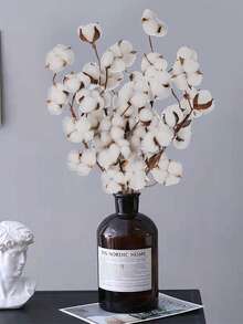 10支人造棉枝，天然干棉花球，适用于花瓶填充、插花、婚礼装饰、DIY工艺品，乡村风格棉枝，仿农舍装饰，情人节和母亲节的理想礼物，适合房间装饰、家居装饰、厨房装饰、办公室装饰。 - 彩色 - 查看 12