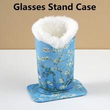 cabecade 1pc PU Leather Velvet Lined Eyeglass Holder With Magnetic Base, Can Also Be Used As Makeup Brush Holder, Stylish Eyeglass Stand Or Phone Holder - A - View 10