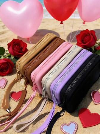 Snygg och rymlig vattentät, svettät och oljetålig silikon dragkedja med kosmetiska väska, myntbörs, läppstiftshållare, nyckelhållare, necessär; multifunktionell och bekväm för resor och förvaring av sminkborstar, silikon sminkväska smink resor toalettartiklar organizer nödvändigheter presentförvaring dragkedja tillbehör nagel, sminkväskor, kosmetiska väska, julklappar, påse, resor, presenter till kvinnor reseessens, påse, kuvertväska / liten handväska, sminkorganisatör, smink organizer, påse, borsthållare, minipåse, påse med stor kapacitet, presenter till kvinnor, julklappar, presentidéer för kvinnor