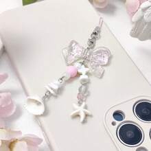 1-4PCS Cute Phone Charms Aesthetic Y2K Cell Phone Charms Strap Strawberry Butterfly Star PhoneCharm Y2K Accessories For Bag Keychain  Camera Pendants Decor - Nơ Hồng & Trắng - Xem 7
