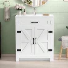 31" Bathroom Vanity And Sink CombosSmall Space Bathroom Storage With 2 Doors Single Sink Bathroom Vanities White 31"*18.5"*35.4" - 31.5"18.5"35.5" - View 8