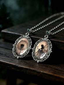 suteyi 2pcs Handmade Dandelion Pendant Necklaces, Made Of Glass And Alloy, With Romantic Dark Style, Suitable As Holiday Gifts - Silver - View 4