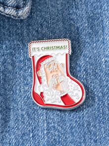 1pc Cute Santa Claus Zinc Alloy Badge Brooch - Multicolor - View 1